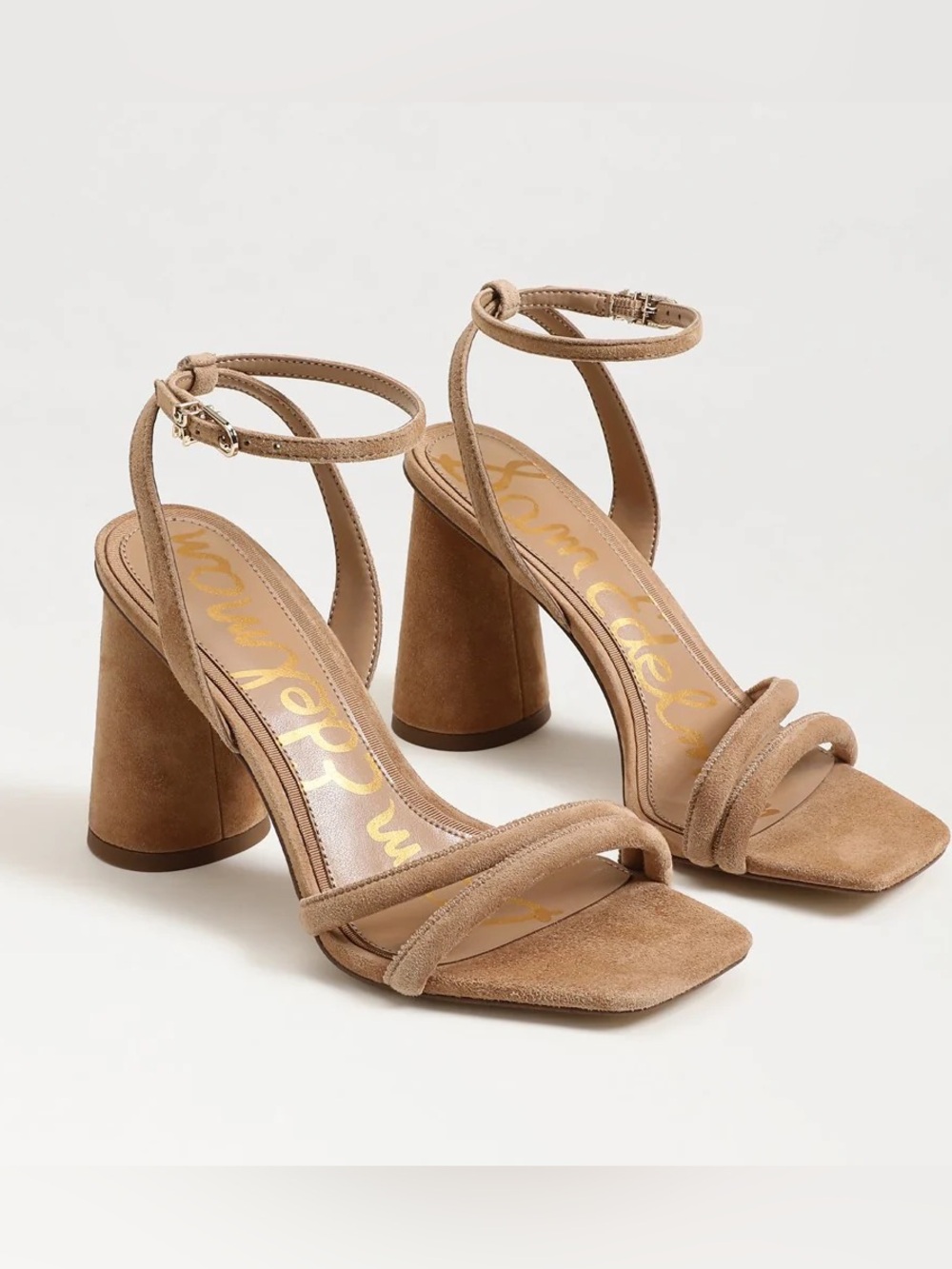 Sam Edelman Kia Block Heel Sandal Tan Cyprus Suede Size 9 (Scuff Noted)